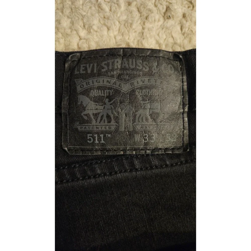 Levi's 33W 32L 511 Black Denim Slim Fit Straight Men's Jeans
